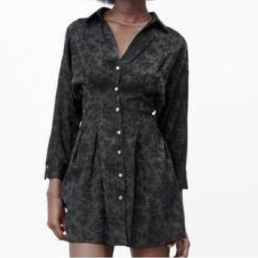 Zara Black Floral Jacquard Mini Dress